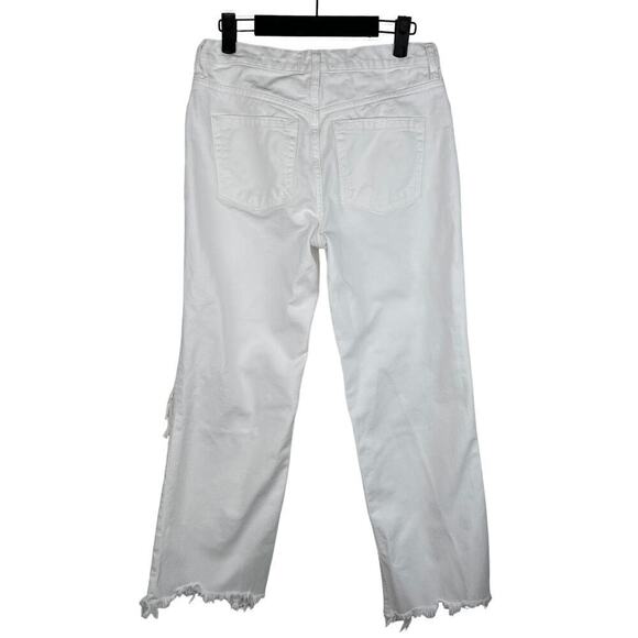 Free People x REVOLVE Maggie Mid Rise Button Fly Straight Jeans Size 27 White - Picture 3 of 9